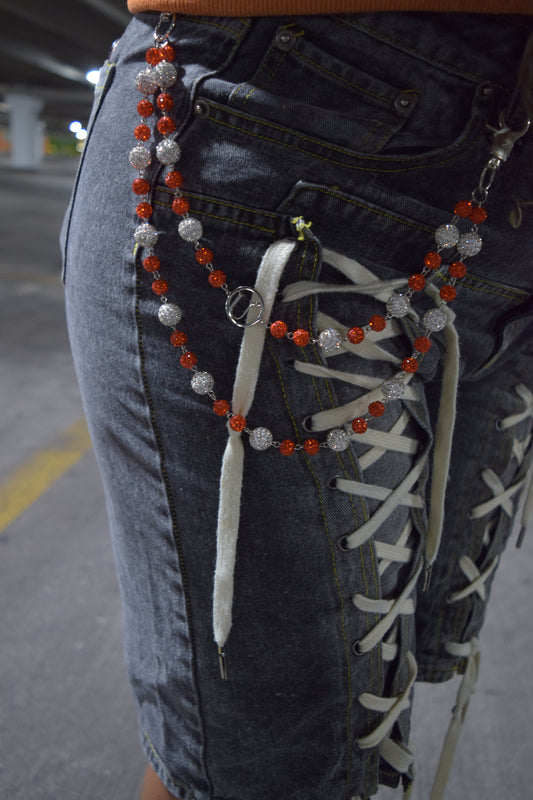 Crystal Beaded Wallet Chain – Orange
